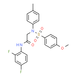 ChemSpider 2D Image | N-(2,4-Difluorophenyl)-N~2~-[(4-methoxyphenyl)sulfonyl]-N~2~-(4-methylphenyl)glycinamide | C22H20F2N2O4S