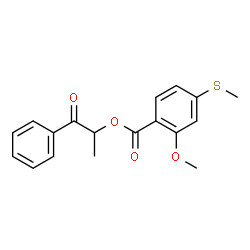 ChemSpider 2D Image | 1-Oxo-1-phenyl-2-propanyl 2-methoxy-4-(methylsulfanyl)benzoate | C18H18O4S