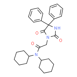 ChemSpider 2D Image | N,N-Dicyclohexyl-2-(2,5-dioxo-4,4-diphenyl-1-imidazolidinyl)acetamide | C29H35N3O3