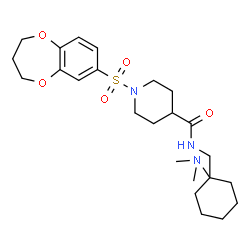 ChemSpider 2D Image | 1-(3,4-Dihydro-2H-1,5-benzodioxepin-7-ylsulfonyl)-N-{[1-(dimethylamino)cyclohexyl]methyl}-4-piperidinecarboxamide | C24H37N3O5S