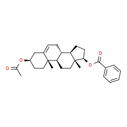 ChemSpider 2D Image | (3alpha,8alpha,9beta,10alpha,13alpha,14beta,17alpha)-3-Acetoxyandrost-5-en-17-yl benzoate | C28H36O4