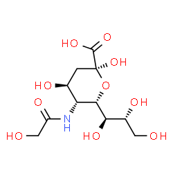 ChemSpider 2D Image | (6S)-3,5-Dideoxy-5-(glycoloylamino)-6-[(1R,2R)-1,2,3-trihydroxypropyl]-alpha-L-threo-hex-2-ulopyranosonic acid | C11H19NO10