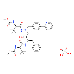 ChemSpider 2D Image | Methyl {(5R,10R,11R,14R)-11-benzyl-10-hydroxy-15,15-dimethyl-5-(2-methyl-2-propanyl)-3,6,13-trioxo-8-[4-(2-pyridinyl)benzyl]-2-oxa-4,7,8,12-tetraazahexadecan-14-yl}carbamate sulfate (1:1) (non-preferr
ed name) | C38H54N6O11S