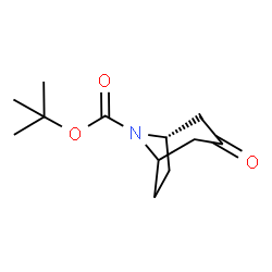 ChemSpider 2D Image | 2-Methyl-2-propanyl (1S)-3-oxo-8-azabicyclo[3.2.1]octane-8-carboxylate | C12H19NO3