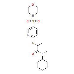 ChemSpider 2D Image | N-Cyclohexyl-N-methyl-2-{[5-(4-morpholinylsulfonyl)-2-pyridinyl]sulfanyl}propanamide | C19H29N3O4S2