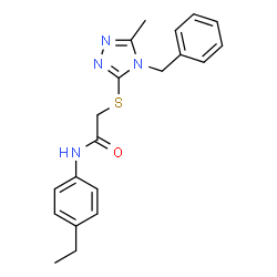 ChemSpider 2D Image | 2-[(4-Benzyl-5-methyl-4H-1,2,4-triazol-3-yl)sulfanyl]-N-(4-ethylphenyl)acetamide | C20H22N4OS
