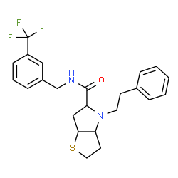 ChemSpider 2D Image | 4-(2-Phenylethyl)-N-[3-(trifluoromethyl)benzyl]hexahydro-2H-thieno[3,2-b]pyrrole-5-carboxamide | C23H25F3N2OS