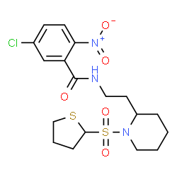 ChemSpider 2D Image | 5-Chloro-2-nitro-N-{2-[1-(tetrahydro-2-thiophenylsulfonyl)-2-piperidinyl]ethyl}benzamide | C18H24ClN3O5S2