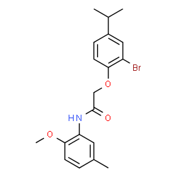 ChemSpider 2D Image | 2-(2-Bromo-4-isopropylphenoxy)-N-(2-methoxy-5-methylphenyl)acetamide | C19H22BrNO3