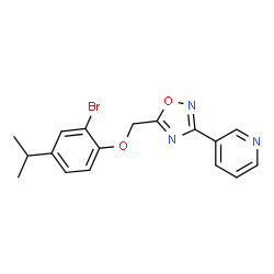 ChemSpider 2D Image | 3-{5-[(2-Bromo-4-isopropylphenoxy)methyl]-1,2,4-oxadiazol-3-yl}pyridine | C17H16BrN3O2