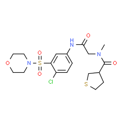 ChemSpider 2D Image | N-(2-{[4-Chloro-3-(4-morpholinylsulfonyl)phenyl]amino}-2-oxoethyl)-N-methyltetrahydro-3-thiophenecarboxamide | C18H24ClN3O5S2