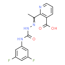 ChemSpider 2D Image | 2-{N-[(3,5-Difluorophenyl)carbamoyl]ethanehydrazonoyl}nicotinic acid | C15H12F2N4O3