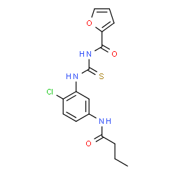 ChemSpider 2D Image | N-{[5-(Butyrylamino)-2-chlorophenyl]carbamothioyl}-2-furamide | C16H16ClN3O3S