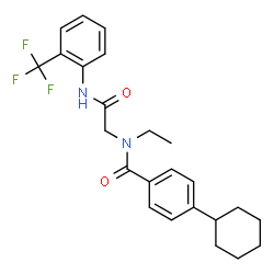 ChemSpider 2D Image | 4-Cyclohexyl-N-ethyl-N-(2-oxo-2-{[2-(trifluoromethyl)phenyl]amino}ethyl)benzamide | C24H27F3N2O2
