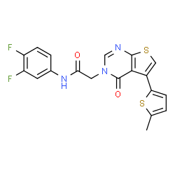 ChemSpider 2D Image | N-(3,4-Difluorophenyl)-2-[5-(5-methyl-2-thienyl)-4-oxothieno[2,3-d]pyrimidin-3(4H)-yl]acetamide | C19H13F2N3O2S2