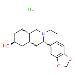 ChemSpider 2D Image | (8aS,11S,12aR,13aS)-5,8,8a,9,10,11,12,12a,13,13a-Decahydro-6H-[1,3]dioxolo[4,5-g]isoquinolino[3,2-a]isoquinolin-11-ol hydrochloride (1:1) | C18H24ClNO3
