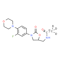 ChemSpider 2D Image | N-({3-[3-Fluoro-4-(4-morpholinyl)phenyl]-2-oxo-1,3-oxazolidin-5-yl}methyl)(~13~C_2_,~2~H_3_)acetamide | C1413C2H17D3FN3O4