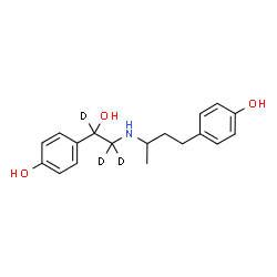 ChemSpider 2D Image | 4-[1-Hydroxy-2-{[4-(4-hydroxyphenyl)-2-butanyl]amino}(~2~H_3_)ethyl]phenol | C18H20D3NO3