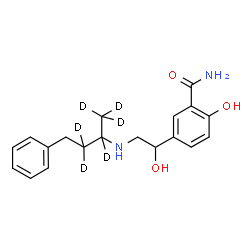 ChemSpider 2D Image | 2-Hydroxy-5-(1-hydroxy-2-{[4-phenyl(1,1,1,2,3,3-~2~H_6_)-2-butanyl]amino}ethyl)benzamide | C19H18D6N2O3