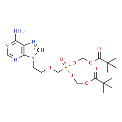 ChemSpider 2D Image | [({2-[6-Amino(8-~14~C)-9H-purin-9-yl]ethoxy}methyl)phosphoryl]bis(oxymethylene) bis(2,2-dimethylpropanoate) | C1914CH32N5O8P