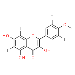 ChemSpider 2D Image | 3,5,7-Trihydroxy-2-[4-methoxy(3,5-~3~H_2_)phenyl](~3~H_2_)-4H-chromen-4-one | C16H8T4O6