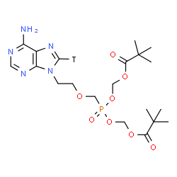 ChemSpider 2D Image | [({2-[6-Amino(8-~3~H)-9H-purin-9-yl]ethoxy}methyl)phosphoryl]bis(oxymethylene) bis(2,2-dimethylpropanoate) | C20H31TN5O8P