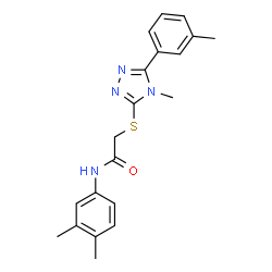 ChemSpider 2D Image | N-(3,4-Dimethylphenyl)-2-{[4-methyl-5-(3-methylphenyl)-4H-1,2,4-triazol-3-yl]sulfanyl}acetamide | C20H22N4OS