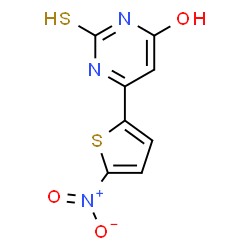 ChemSpider 2D Image | 6-(5-Nitro-2-thienyl)-2-sulfanyl-4-pyrimidinol | C8H5N3O3S2