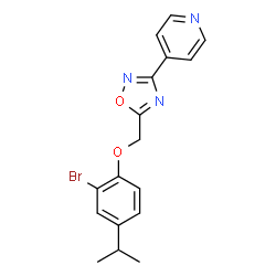 ChemSpider 2D Image | 4-{5-[(2-Bromo-4-isopropylphenoxy)methyl]-1,2,4-oxadiazol-3-yl}pyridine | C17H16BrN3O2