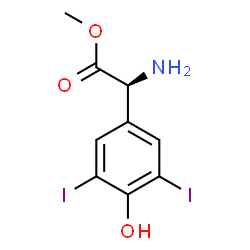 ChemSpider 2D Image | Methyl (2S)-amino(4-hydroxy-3,5-diiodophenyl)acetate | C9H9I2NO3