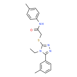 ChemSpider 2D Image | 2-{[4-Ethyl-5-(3-methylphenyl)-4H-1,2,4-triazol-3-yl]sulfanyl}-N-(4-methylphenyl)acetamide | C20H22N4OS