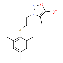 ChemSpider 2D Image | 3-[2-(Mesitylsulfanyl)ethyl]-4-methyl-1,2,3-oxadiazol-3-ium-5-olate | C14H18N2O2S