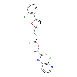 ChemSpider 2D Image | 1-[(2-Chloro-3-pyridinyl)amino]-1-oxo-2-propanyl 3-[5-(2-fluorophenyl)-1,3-oxazol-2-yl]propanoate | C20H17ClFN3O4
