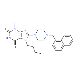 ChemSpider 2D Image | 7-Butyl-3-methyl-8-[4-(1-naphthylmethyl)-1-piperazinyl]-3,7-dihydro-1H-purine-2,6-dione | C25H30N6O2