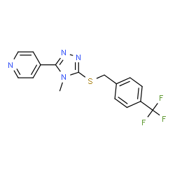 ChemSpider 2D Image | 4-(4-Methyl-5-{[4-(trifluoromethyl)benzyl]sulfanyl}-4H-1,2,4-triazol-3-yl)pyridine | C16H13F3N4S