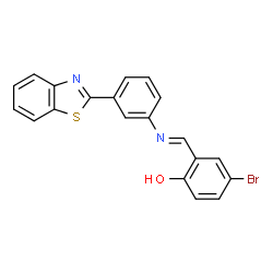 ChemSpider 2D Image | 2-[(E)-{[3-(1,3-Benzothiazol-2-yl)phenyl]imino}methyl]-4-bromophenol | C20H13BrN2OS