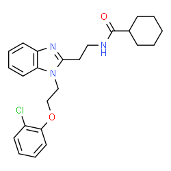 ChemSpider 2D Image | N-(2-{1-[2-(2-Chlorophenoxy)ethyl]-1H-benzimidazol-2-yl}ethyl)cyclohexanecarboxamide | C24H28ClN3O2
