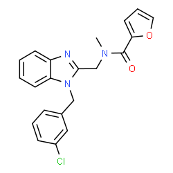 ChemSpider 2D Image | N-{[1-(3-Chlorobenzyl)-1H-benzimidazol-2-yl]methyl}-N-methyl-2-furamide | C21H18ClN3O2