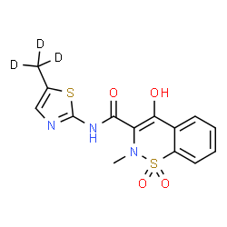 ChemSpider 2D Image | 4-Hydroxy-2-methyl-N-[5-(~2~H_3_)methyl-1,3-thiazol-2-yl]-2H-1,2-benzothiazine-3-carboxamide 1,1-dioxide | C14H10D3N3O4S2