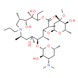 ChemSpider 2D Image | (3R,4R,5S,8R,10S,11R,12S,14R)-2-Ethyl-3,4,10-trihydroxy-3,5,8,10,12,14-hexamethyl-15-oxo-7-propyl-11-{[3,4,6-trideoxy-3-(dimethylamino)-beta-D-xylo-hexopyranosyl]oxy}-1-oxa-7-azacyclopentadecan-13-yl 
2,6-dideoxy-3-C-methyl-3-O-methyl-alpha-L-arabino-hexopyranoside | C40H76N2O12