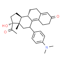 ChemSpider 2D Image | 11-[4-(Dimethylamino)phenyl]-17-hydroxy-19-norpregna-4,9-diene-3,20-dione | C28H35NO3