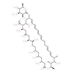 ChemSpider 2D Image | (4R,6R,8R,11S,12S,16R,17R,18S,20S,21E,23E,25E,27E,31E,33E,35S,36S,37R,38R)-20-[(3-Amino-3,6-dideoxy-beta-D-mannopyranosyl)oxy]-4,6,8,11,12,16,18,36-octahydroxy-35,37,38-trimethyl-2,14-dioxooxacyclooct
atriaconta-21,23,25,27,31,33-hexaene-17-carboxylic acid | C47H75NO17