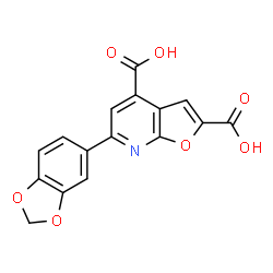 ChemSpider 2D Image | 6-(1,3-Benzodioxol-5-yl)furo[2,3-b]pyridine-2,4-dicarboxylic acid | C16H9NO7