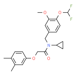 ChemSpider 2D Image | N-Cyclopropyl-N-[4-(difluoromethoxy)-3-methoxybenzyl]-2-(3,4-dimethylphenoxy)acetamide | C22H25F2NO4