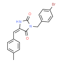 ChemSpider 2D Image | (5E)-3-(4-Bromobenzyl)-5-(4-methylbenzylidene)-2,4-imidazolidinedione | C18H15BrN2O2