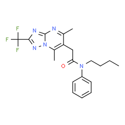 ChemSpider 2D Image | N-Butyl-2-[5,7-dimethyl-2-(trifluoromethyl)[1,2,4]triazolo[1,5-a]pyrimidin-6-yl]-N-phenylacetamide | C20H22F3N5O