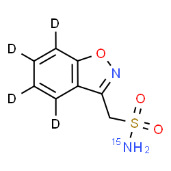 ChemSpider 2D Image | 1-[(~2~H_4_)-1,2-Benzoxazol-3-yl]methane(~15~N)sulfonamide | C8H4D4N15NO3S