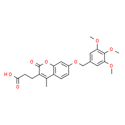 ChemSpider 2D Image | 3-{4-Methyl-2-oxo-7-[(3,4,5-trimethoxybenzyl)oxy]-2H-chromen-3-yl}propanoic acid | C23H24O8