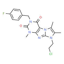 ChemSpider 2D Image | 8-(2-Chloroethyl)-3-(4-fluorobenzyl)-1,6,7-trimethyl-1H-imidazo[2,1-f]purine-2,4(3H,8H)-dione | C19H19ClFN5O2