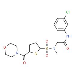 ChemSpider 2D Image | N-(3-Chlorophenyl)-N~2~-methyl-N~2~-{[5-(4-morpholinylcarbonyl)tetrahydro-2-thiophenyl]sulfonyl}glycinamide | C18H24ClN3O5S2